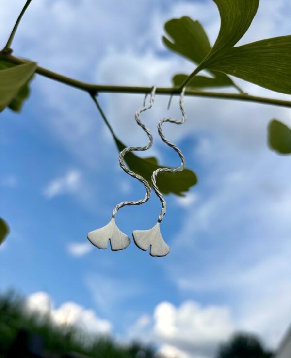 Ohrhaken silber - Ginkgoblatt – Bild 6