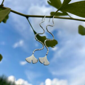 Ohrhaken silber - Ginkgoblatt