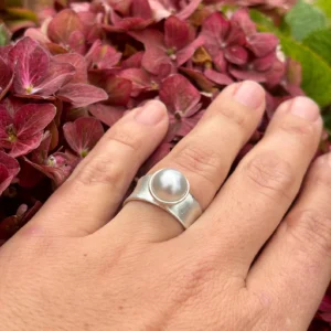 Ring silber - Zuchtperle Größe 57