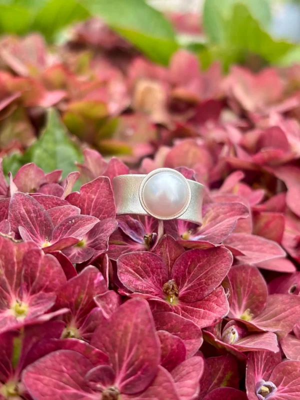 Ring silber - Zuchtperle Größe 57 – Bild 3