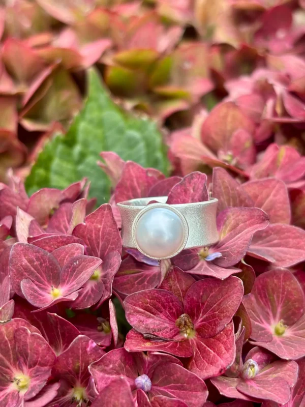 Ring silber - Zuchtperle Größe 57 – Bild 4