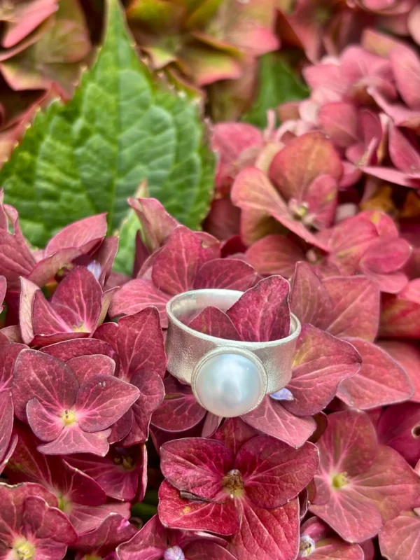 Ring silber - Zuchtperle Größe 57 – Bild 5