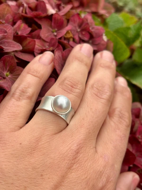 Ring silber - Zuchtperle Größe 57 – Bild 6