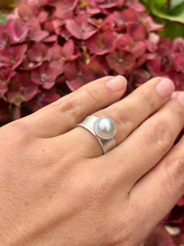 Ring silber - Zuchtperle Größe 57 – Bild 7