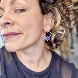 Ohrstecker silber - Lapislazuli blau Geometrisch